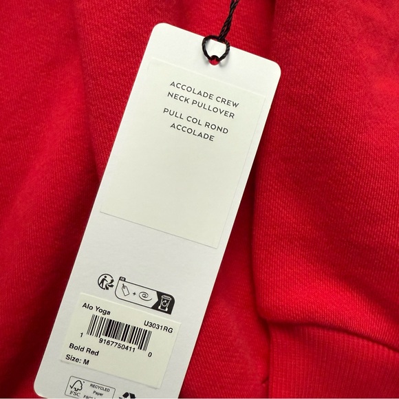 NWT ALO YOGA Accolade Crewneck Pullover Bold Red - Picture 6 of 6